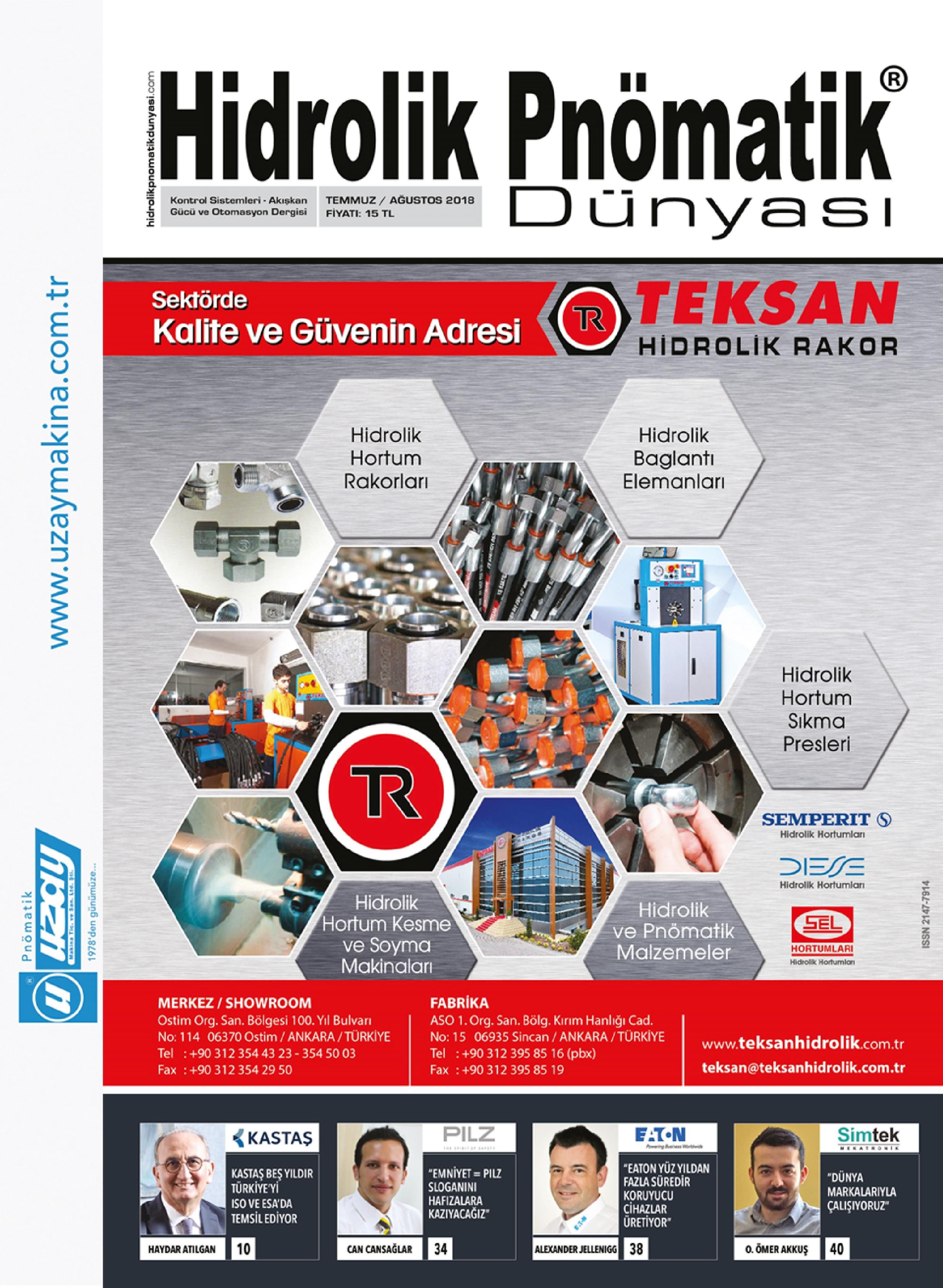Hidrolik Pnömatik Dünyası - 39. Sayı - Temmuz-Ağustos 2018